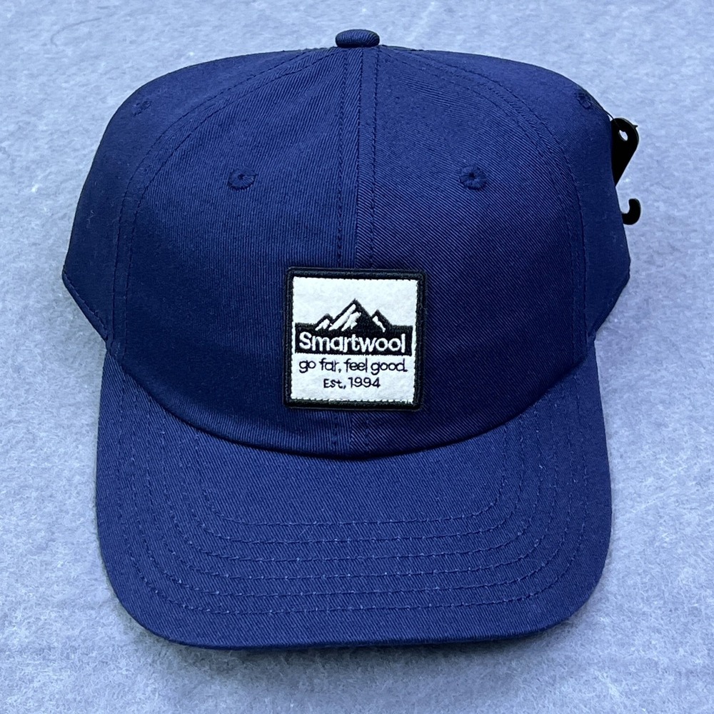 Smartwool Logo Ball Cap Navy Blue Canvas Square Patch Adjustable‎ Gorpcore Hat